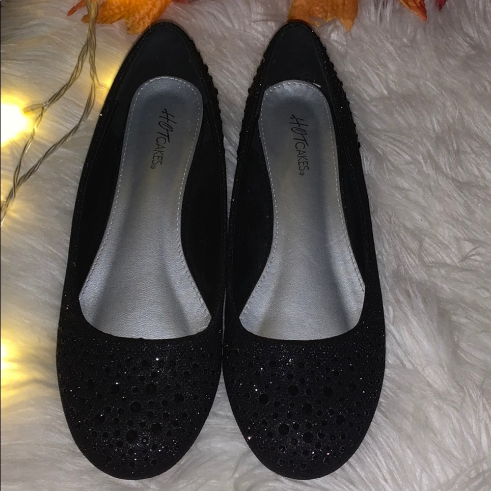 black sparkly flats